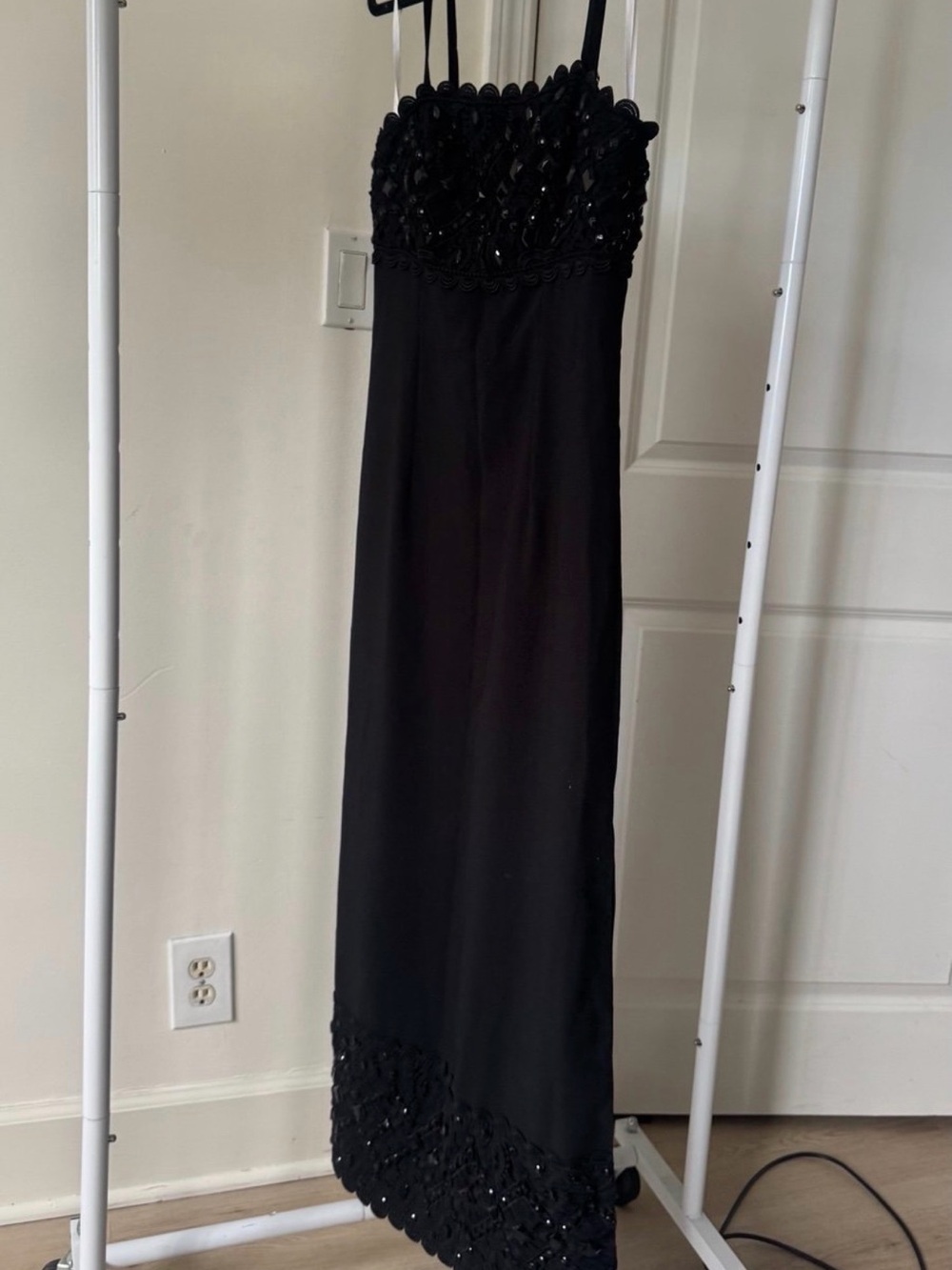 Lilly Pulitzer Black Beaded Crochet-Trim Slip Dress - Picture 4 of 5